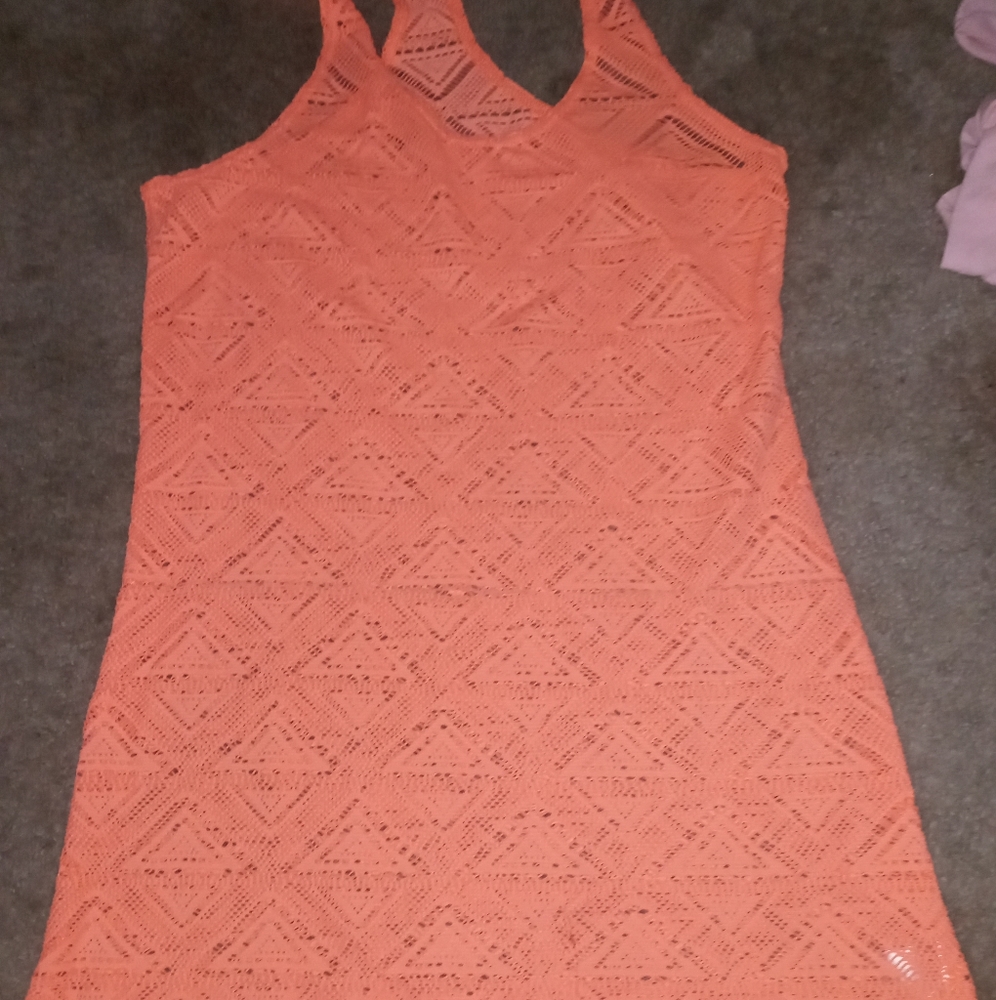 Pink extra large swimsuit cover-up crochet boho